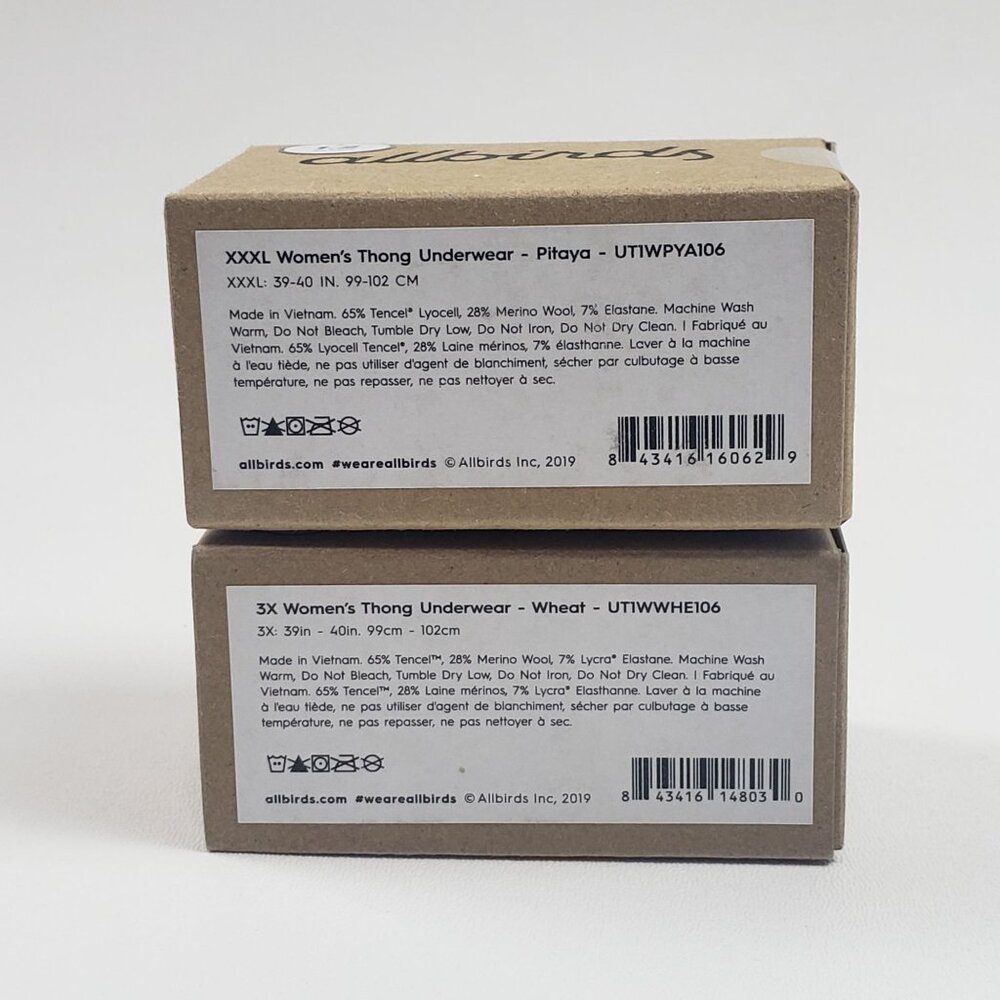 Allbirds Womens Thong Underwear 2-Pack Trino Blend 3X & XXXL Pitaya & Wheat NIB - Picture 4 of 16